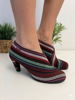 United Nude Fold Mid Booties - Size 37 EU / 6.5-7 US - Multi-Color Stripe .